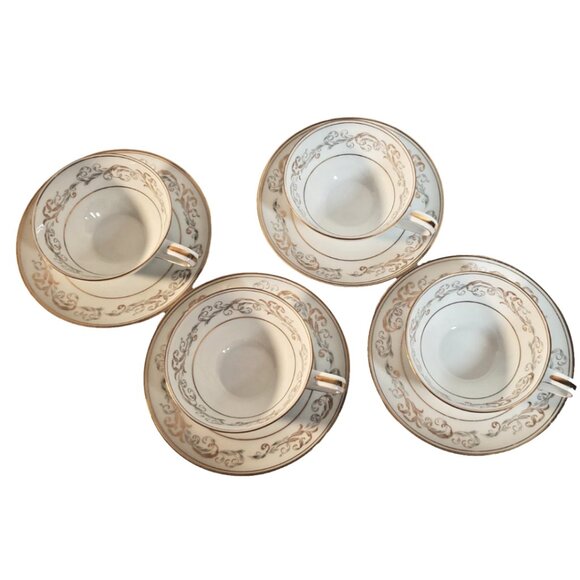 Noritake “Stanwyck” Cup & Saucer Set (4 Cups + 4 Saucers) - Picture 4 of 11